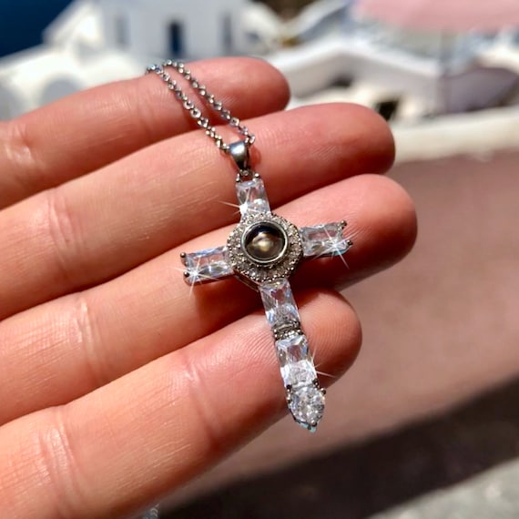 Gold Teardrop Crystal Cross Necklace – BBJewelry