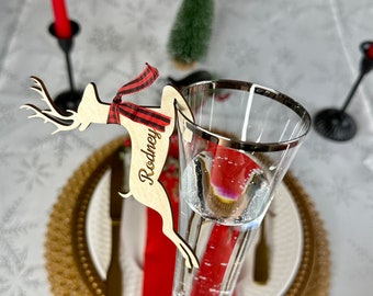 Personalisierte Weihnachtsstrumpf hölzerne Rentier-Namensschild
