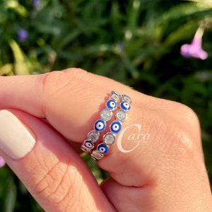 Evil Eye Ring Sterling Silver 925 Gift Idea, Minimalist Ring, Stackable Ring, Evil Eye Protection, Gift For Her, Sister Gift, Birthday Gift