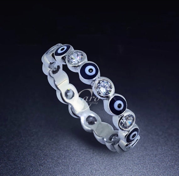 Zirconi Cubic Anello Evil Eye In Argento 925 NARMO - I, Intrecciato, Taglia 11.5-19.5 Anello Fidanzamento Minimal