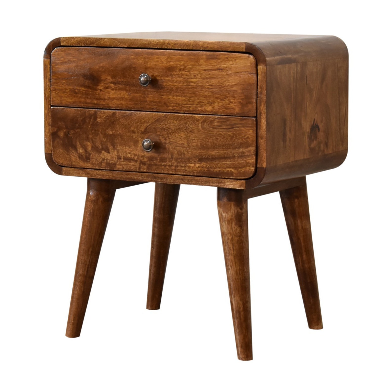 Mid Century Dark Wood Bedside Table Nightstand With Curved Art Deco — free download