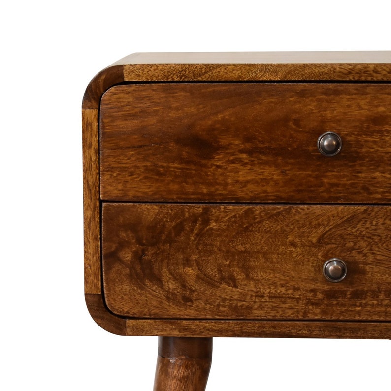 Mid Century Dark Wood Bedside Table Nightstand With Curved Art Deco — free download
