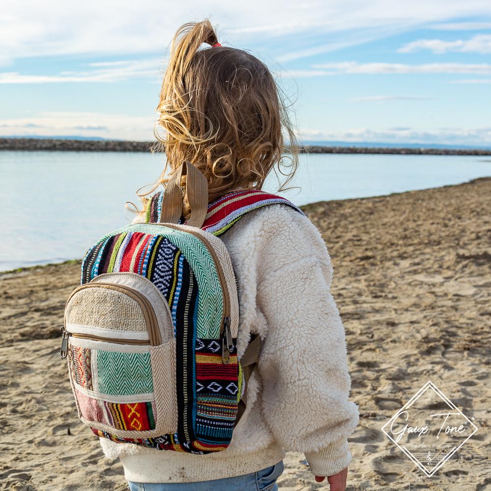 Children's hemp and cotton backpack, eco-friendly children's backpack, handmade boho bag, lightweight bag for nursery and school, kids' backpack