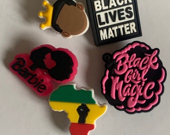 Black Joy Plastic Shoe Charms