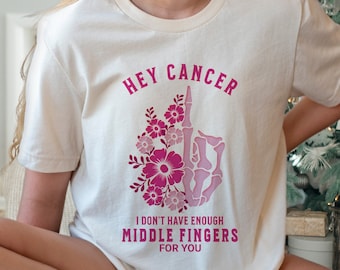 Brustkrebs Shirt, Krebs Patient Mittelfinger, Pink F U Krebs Tshirt, Hey Cancer Survivor Geschenk, krebsfrei, Cancer Sucks, Support Tee