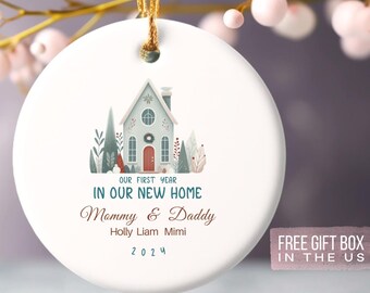 First Year Home Anniversary Ornament, Personalized Family Keepsake, Scandinavian Aestethic Custom Home Address, Happy House Anniversary Gift