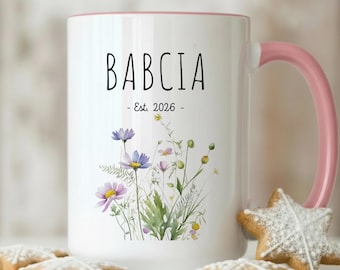 Personalized Babcia Mug, Pregnancy Reveal, Babcia Est 2026 Mug, Gift for Polish Grandmother, Baby Announcement, New Babcia Gift, Baby Shower