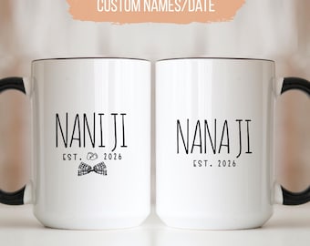 Promoted to Nani and Nana Mugs, Personalized Baby Announcement to Indian Grandparents, Pregnancy Reveal, Nani Ji Nana Ji Gift, Punjabi Mugs