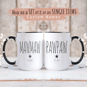 Mawmaw Pawpaw Mugs, Personalized New Grandparents Gift, Pregnancy Announcement, Baby Reveal Gift, Baby Shower, Mamaw Papaw Christmas Present