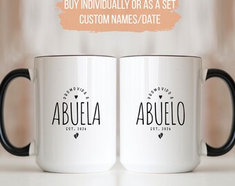 Abuela Abuelo Mugs, Personalized Hispanic Pregnancy Reveal, New Grandparents Mug Set, Spanish Abuelos Gift, Baby Announcement, Abuelita Cup