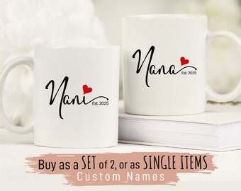 Nana Nani Mugs, gepersonaliseerde Indiase zwangerschapsaankondiging, gepromoveerd tot Nana Nani Ji, Dada Dadi Surprise Baby Reveal, nieuw grootouderscadeau