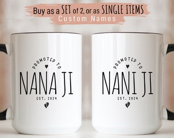 Promoted to Nana Ji and Nani Ji Mugs, Personalized Nani Gift, Pregnancy Announcement, Punjabi Grandparents Anniversary, Mother's Day Gift