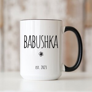 Babushka Mug, Personalized Pregnancy Announcement, Est 2025, New Babushka Gift, Babushka Grandma Mug, Baby Shower Gift, Christmas Gift
