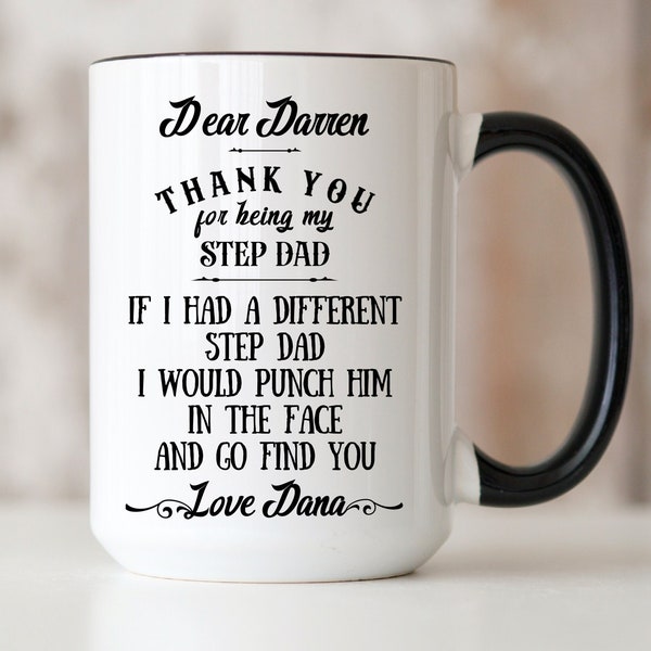 Funny Step Dad Mug, Personalized Step-Dad Gift From Daughter or Son, Custom Stepdad Gift From Bride, Step Dad Punch Mug, Birthday Gift Idea