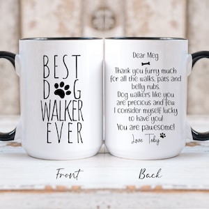 Mug personnalisé pour promeneur de chien, cadeau de remerciement amusant pour le meilleur promeneur de chien de tous les temps, cadeau de remerciement, tasse coup de poing dans le visage, cadeau d'anniversaire personnalisé