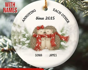 Annoying Each Other Ornament, Personalized Hedgehogs Couple Ornament, Custom Christmas Gift for Married Couple Still Going Strong, Keepsake