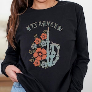 F Krebs Tshirt, Hey Krebs Shirt, Gothic Skelett Mittelfinger T-Shirt, Fck Krebs, Krebs Geschenk, Krebs saugt, Krebs Überlebende Shirt Frau