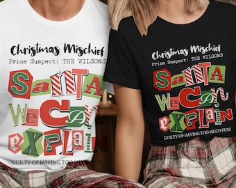 Personalized Family Christmas Pajama Shirts, Dear Santa Matching PJ Top, Santa I Can Explain, Custom Family Name Xmas Pjs Tees, Couple Shirt