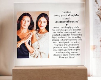 Sentimental Message for Mom Acrylic Plaque, Personalized Photo Plaque for Mothers, Custom Birthday Gift from Daughter or Son, Christmas Gift