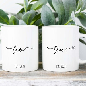 Personalized Tio And Tia Mug Set, Spanish Aunt And Uncle Matching Gift, Tia Pregnancy Announcement, Baby Reveal, New Tio Gift, Tio Gift