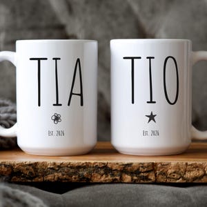 Tio Tia Matching Mugs, Personalized Gift for Spanish Aunt Uncle, Pregnancy Announcement, Tia Mug, Baby Reveal, Baby Shower, New Tio Tia Gift