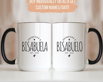Bisabuela Bisabuelo Mugs, Personalized Hispanic Pregnancy Reveal, New Great Grandparents Mug Set, Spanish Bisabuelos Gift, Baby Announcement