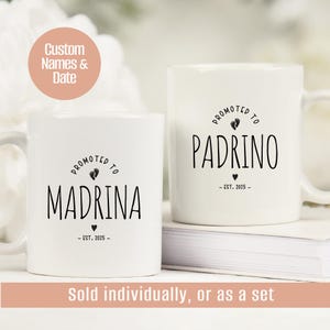 Tazas Madrina Padrino, Regalo personalizado para padrinos españoles, Padrinos Regalo de Bautizo, Madrina Est. 2025, Taza Madrina, Regalo Padrino