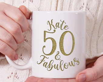 Cadeau 50e anniversaire pour femme, Mug personnalisé pour meilleure amie, Fabuleux à 50 ans, Meilleur cadeau pour elle, Mug 50e anniversaire, Femmes de 50 ans et plus