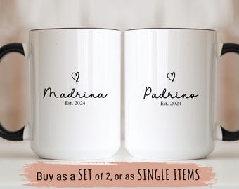 Madrina Padrino Gift, Personalized Mugs For Padrinos, Propuesta de Bautizo, Madrina Est 2024, Madrina Mug, Spanish Godparents Christmas Gift