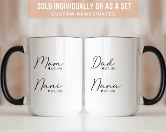 Nani Nana Mugs Personalized Indian Grandparents Pregnancy Reveal Gift, Baby Announcement, Promoted to Nani Nana Gift for South Asian Parents