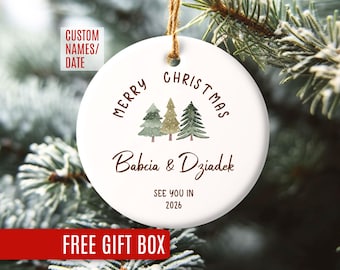 Merry Christmas Babcia Dziadek Ornament, Personalized Pregnancy Announcement to Polish Parents, See You in 2026, Baby Reveal Keepsake Gift