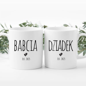 Babcia Dziadek Mugs, Personalized Pregnancy Announcement Polish Grandparents, Dziadek Babcia Gift, New Baby Announcing to  Parents, In-Laws