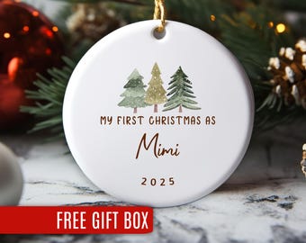 Mimi First Christmas Ornament, Custom Keepsake Gift for Mimi, Personalized Newborn Birth Stats Ornament, My 1st Christmas as Mimi Ornament