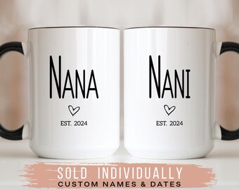 Nani Nana Mugs, gepersonaliseerde Indiase zwangerschapsaankondiging, Nani Gift, nieuwe babyonthulling, Punjabi grootouders cadeau voor stel, Desi Family