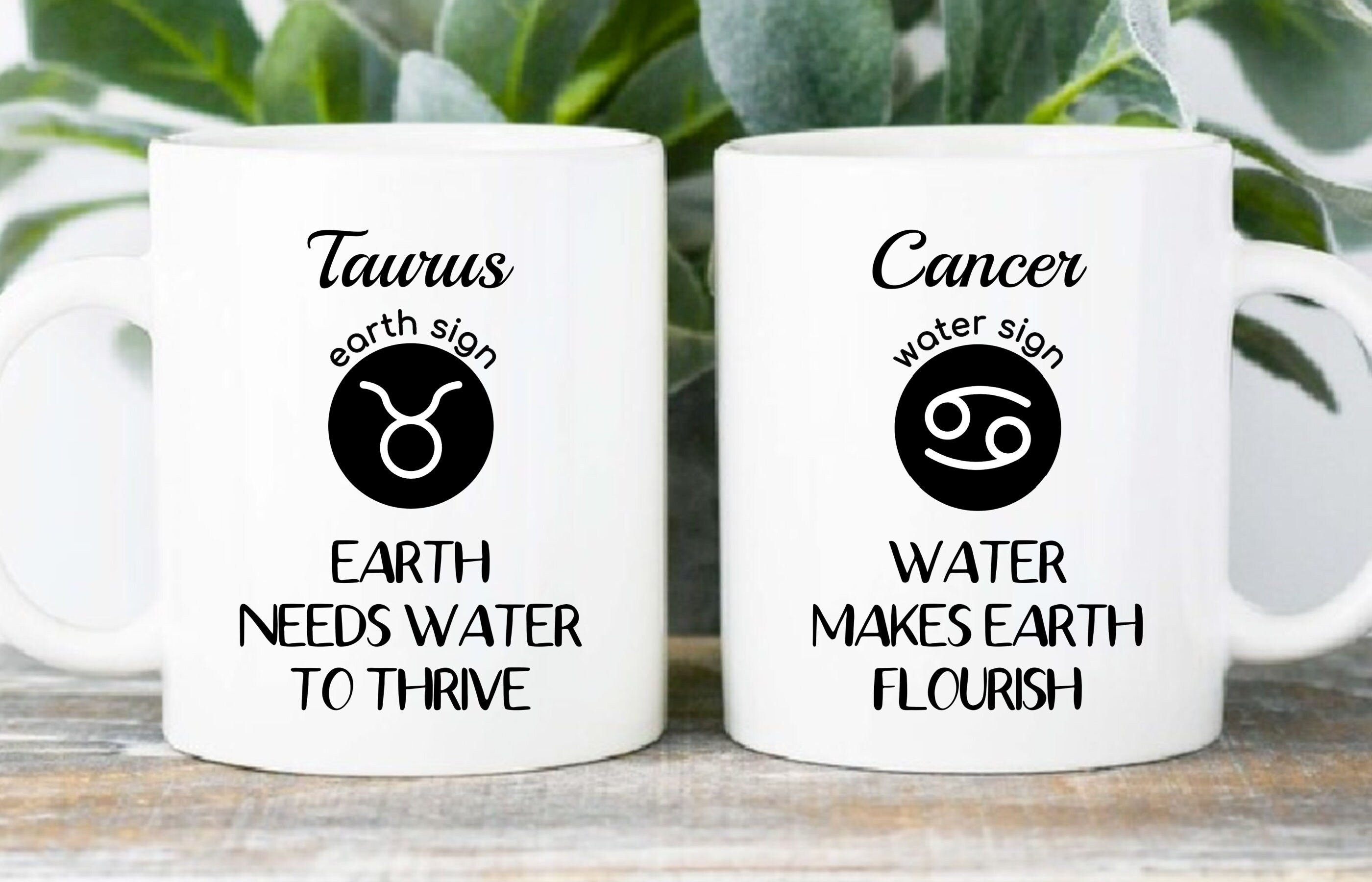 Taurus Cancer Couple Matching Mugs Love Compatibility ...
