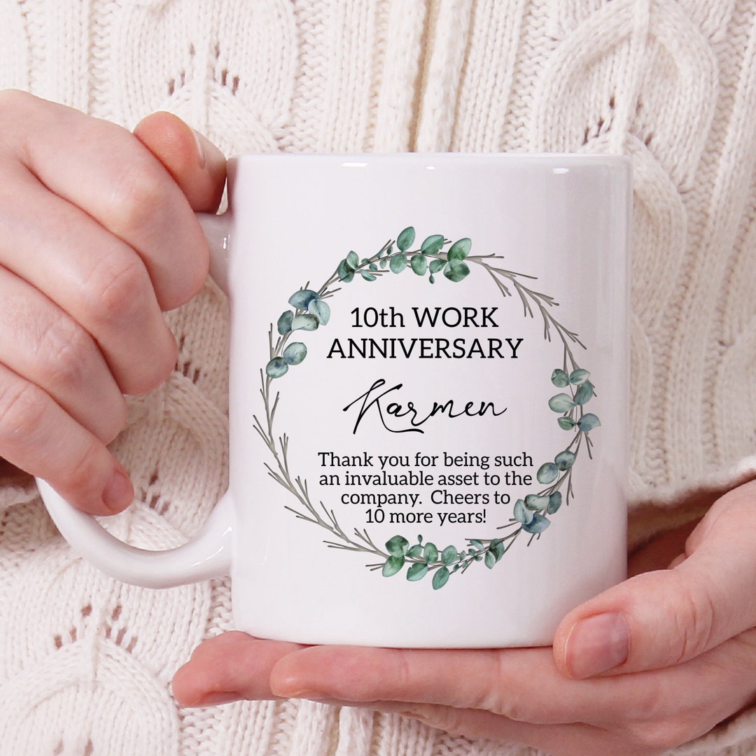 10 Year Work Anniversary Gift for Men Women, Personalized 10th Work
