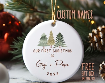 Gigi and Papa Gift, First Christmas as Grandparents Ornament, Personalized New Gigi and Poppy Gift, First Time Gigi Christmas Ornament 2025