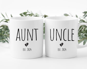 Aunt and Uncle Pregnancy Announcement, Gift  for First Time Aunt, Baby Reveal, New Uncle Gift, Aunt Uncle Matching Mug Set, Christmas Idea