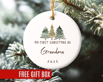 Grandma First Christmas Ornament, Custom Birth Stats Keepsake, My 1st Christmas as Grandma Ornament, New Grandparent Gift, Baby Announcement