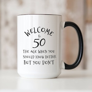 Regalo de 50 cumpleaños para mujeres, regalo de 50 cumpleaños para hombres, regalo de feliz cumpleaños para mujeres de 50 años que cumplen 50, taza divertida de 50 cumpleaños para mi mejor amiga.