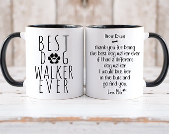 Dog Walker Mug, Personalized Thank You Gift from Dog, Best Dog Walker Ever, Appreciation Gift, Punch In The Face Mug, Funny Dog Walker Gift