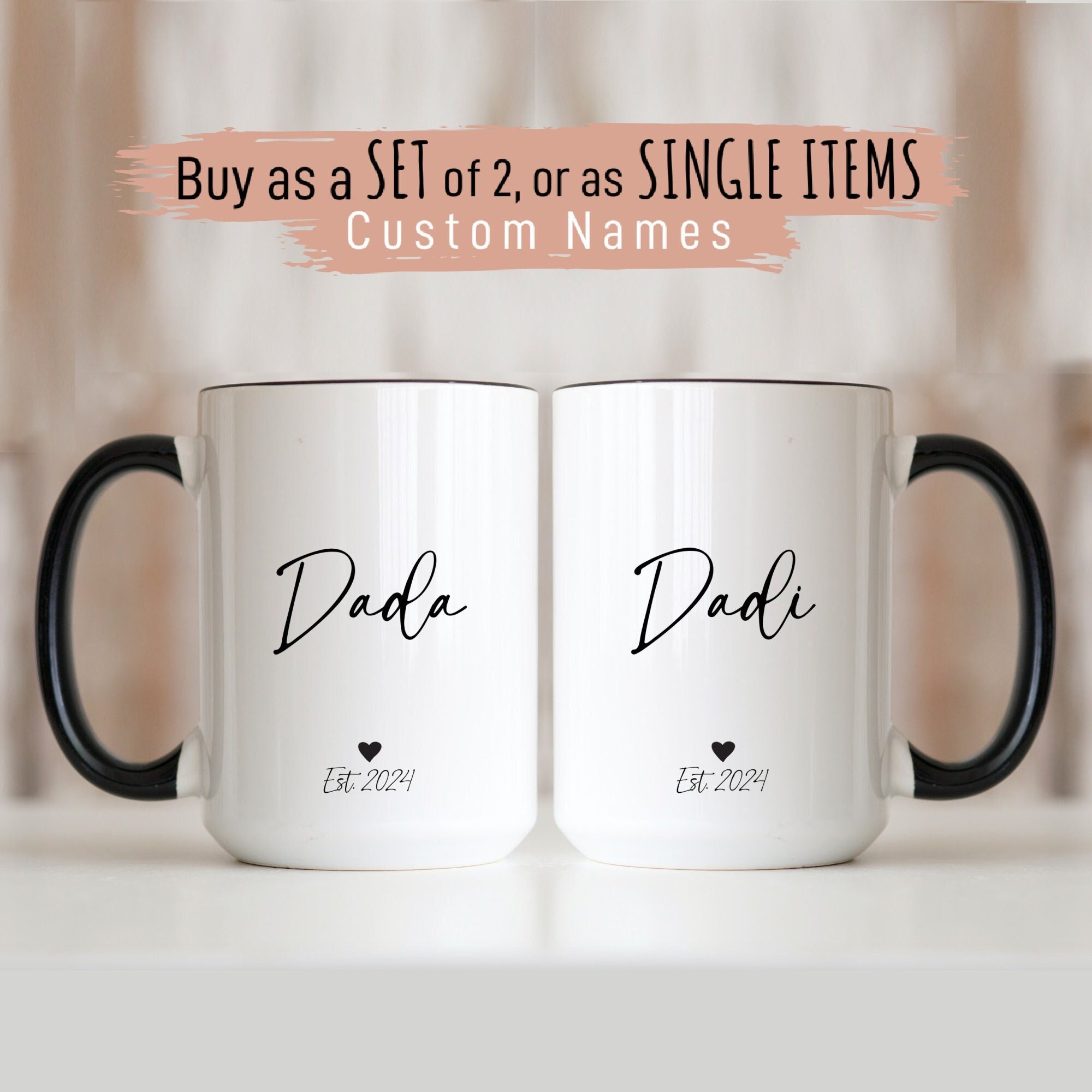 Dada Dadi Mugs, Pregnancy Announcement, Indian Grandparents Anniversary, Birthday, Dada Punjabi Gift, Personalized Mothers Day Gift for Dadi