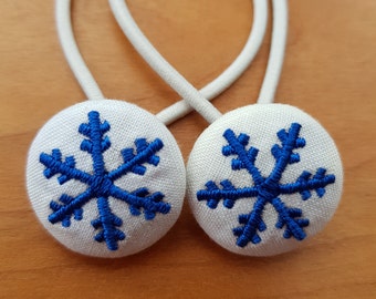 Embroidered snowflake hair bobbles