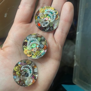 Handmade crystal scene brooch pins