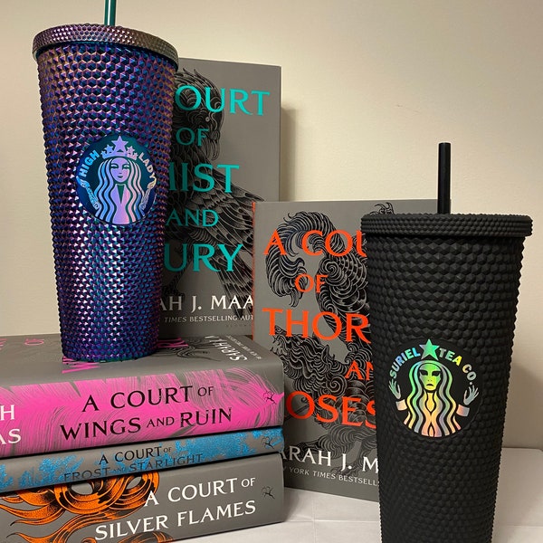 ACOTAR/SJM Inspired 24oz Studded Tumbler -Suriel Tea Co.- High Lady of the Night Court- Starbucks Inspired Cup with Lid and Straw-Travel Cup