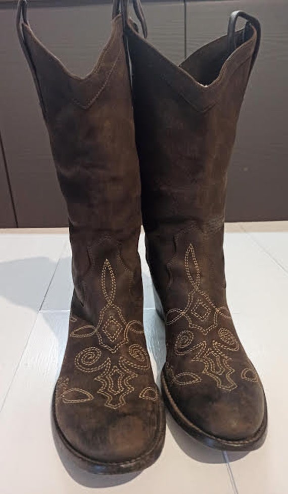Camperos boots, leather, embroidered, size 40 (eu)