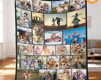 custom family photo blanket, personalized blanket with picture, pictures blankets, photos throw collage