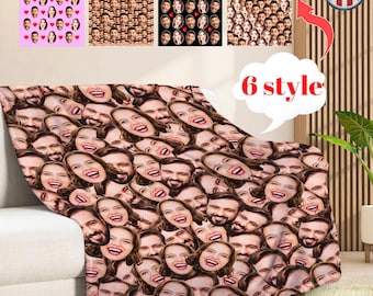 Regalos navideños personalizados con fotos, manta multicaras, mantas de boda personalizadas con caras divertidas para parejas.