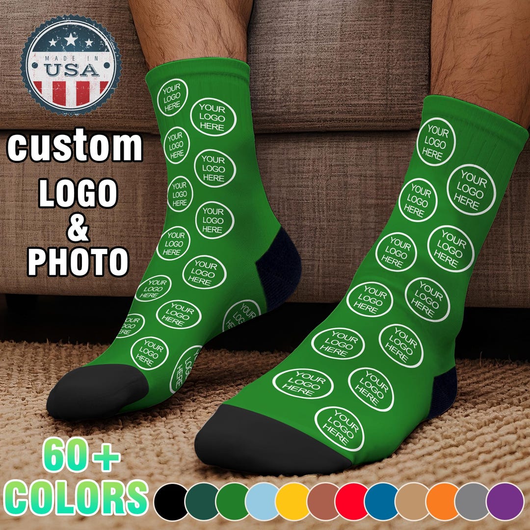 Custom Logo Socks: Personalized Photo Socks, Gift for Company, Made in ...