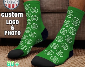 Custom Logo Socks: Personalized Photo Socks, Gift for Company, Made in USA